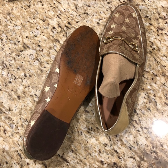 Coach Haley Loafer With Star Print Tan Brown Gold 10 - Picture 12 of 12